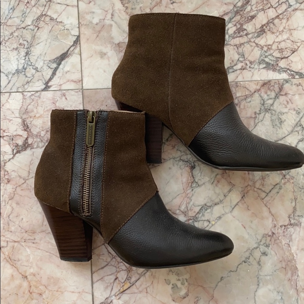 Ellen Tracey Brown Leather and Suede Booties